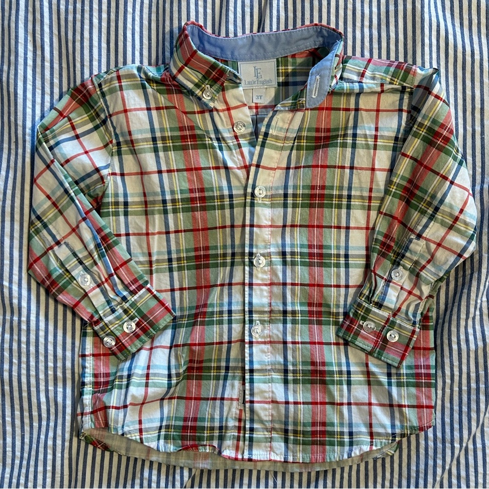 Little English Holiday Plaid Button Down Shirt